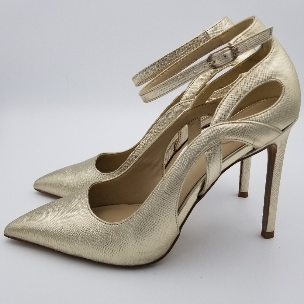 Sam Edelman Adelisa Ankle Strap Stiletto Heels, Gold Leaf, Women's Size 8.5 - Picture 7 of 16
